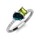 5 - Zahara 9x6 mm Pear London Blue Topaz and 7x5 mm Emerald Cut Peridot 2 Stone Duo Ring 