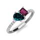 5 - Zahara 9x6 mm Pear London Blue Topaz and 7x5 mm Emerald Cut Rhodolite Garnet 2 Stone Duo Ring 