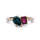 1 - Zahara 9x6 mm Pear London Blue Topaz and 7x5 mm Emerald Cut Rhodolite Garnet 2 Stone Duo Ring 