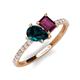 5 - Zahara 9x6 mm Pear London Blue Topaz and 7x5 mm Emerald Cut Rhodolite Garnet 2 Stone Duo Ring 