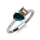 5 - Zahara 9x6 mm Pear London Blue Topaz and 7x5 mm Emerald Cut Smoky Quartz 2 Stone Duo Ring 