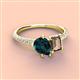 4 - Zahara 9x6 mm Pear London Blue Topaz and 7x5 mm Emerald Cut Smoky Quartz 2 Stone Duo Ring 