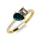 5 - Zahara 9x6 mm Pear London Blue Topaz and 7x5 mm Emerald Cut Smoky Quartz 2 Stone Duo Ring 