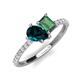 5 - Zahara 9x6 mm Pear London Blue Topaz and 7x5 mm Emerald Cut Lab Created Alexandrite 2 Stone Duo Ring 