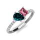 5 - Zahara 9x6 mm Pear London Blue Topaz and 7x5 mm Emerald Cut Pink Tourmaline 2 Stone Duo Ring 
