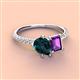 4 - Zahara 9x6 mm Pear London Blue Topaz and 7x5 mm Emerald Cut Amethyst 2 Stone Duo Ring 