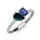 5 - Zahara 9x6 mm Pear London Blue Topaz and 7x5 mm Emerald Cut Iolite 2 Stone Duo Ring 