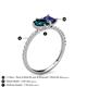6 - Zahara 9x6 mm Pear London Blue Topaz and 7x5 mm Emerald Cut Iolite 2 Stone Duo Ring 