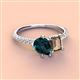 4 - Zahara 9x6 mm Pear London Blue Topaz and 7x5 mm Emerald Cut Smoky Quartz 2 Stone Duo Ring 