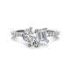 1 - Zahara 9x6 mm Pear Forever One Moissanite and 7x5 mm Emerald Cut White Sapphire 2 Stone Duo Ring 
