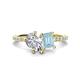 1 - Zahara 9x6 mm Pear Forever Brilliant Moissanite and 7x5 mm Emerald Cut Aquamarine 2 Stone Duo Ring 