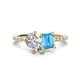 1 - Zahara 9x6 mm Pear Forever Brilliant Moissanite and 7x5 mm Emerald Cut Blue Topaz 2 Stone Duo Ring 