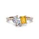 1 - Zahara 9x6 mm Pear Forever Brilliant Moissanite and 7x5 mm Emerald Cut Citrine 2 Stone Duo Ring 