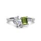 1 - Zahara 9x6 mm Pear Forever Brilliant Moissanite and 7x5 mm Emerald Cut Peridot 2 Stone Duo Ring 