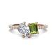 1 - Zahara 9x6 mm Pear Forever Brilliant Moissanite and 7x5 mm Emerald Cut Peridot 2 Stone Duo Ring 