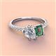 4 - Zahara 9x6 mm Pear Forever One Moissanite and 7x5 mm Emerald Cut Lab Created Alexandrite 2 Stone Duo Ring 