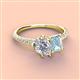 4 - Zahara 9x6 mm Pear Forever One Moissanite and 7x5 mm Emerald Cut Aquamarine 2 Stone Duo Ring 