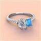 4 - Zahara 9x6 mm Pear Forever One Moissanite and 7x5 mm Emerald Cut Blue Topaz 2 Stone Duo Ring 