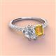 4 - Zahara 9x6 mm Pear Forever One Moissanite and 7x5 mm Emerald Cut Citrine 2 Stone Duo Ring 
