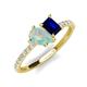 5 - Zahara 9x6 mm Pear Opal and 7x5 mm Emerald Cut Lab Created Blue Sapphire 2 Stone Duo Ring 