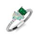 5 - Zahara 9x6 mm Pear Opal and 7x5 mm Emerald Cut Lab Created Emerald 2 Stone Duo Ring 