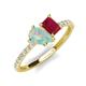 5 - Zahara 9x6 mm Pear Opal and 7x5 mm Emerald Cut Lab Created Ruby 2 Stone Duo Ring 