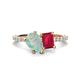 1 - Zahara 9x6 mm Pear Opal and 7x5 mm Emerald Cut Lab Created Ruby 2 Stone Duo Ring 