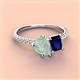 4 - Zahara 9x6 mm Pear Opal and 7x5 mm Emerald Cut Lab Created Blue Sapphire 2 Stone Duo Ring 