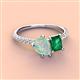 4 - Zahara 9x6 mm Pear Opal and 7x5 mm Emerald Cut Lab Created Emerald 2 Stone Duo Ring 