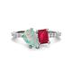 1 - Zahara 9x6 mm Pear Opal and 7x5 mm Emerald Cut Lab Created Ruby 2 Stone Duo Ring 