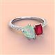 4 - Zahara 9x6 mm Pear Opal and 7x5 mm Emerald Cut Lab Created Ruby 2 Stone Duo Ring 
