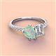 4 - Zahara 9x6 mm Pear Opal and 7x5 mm Emerald Cut Forever Brilliant Moissanite 2 Stone Duo Ring 
