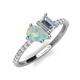 5 - Zahara 9x6 mm Pear Opal and 7x5 mm Emerald Cut Forever One Moissanite 2 Stone Duo Ring 