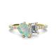 1 - Zahara 9x6 mm Pear Opal and 7x5 mm Emerald Cut Forever One Moissanite 2 Stone Duo Ring 