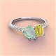4 - Zahara 9x6 mm Pear Opal and 7x5 mm Emerald Cut Lab Created Yellow Sapphire 2 Stone Duo Ring 