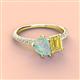 4 - Zahara 9x6 mm Pear Opal and 7x5 mm Emerald Cut Lab Created Yellow Sapphire 2 Stone Duo Ring 