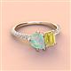 4 - Zahara 9x6 mm Pear Opal and 7x5 mm Emerald Cut Lab Created Yellow Sapphire 2 Stone Duo Ring 