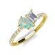 5 - Zahara 9x6 mm Pear Opal and 7x5 mm Emerald Cut White Sapphire 2 Stone Duo Ring 