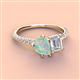 4 - Zahara 9x6 mm Pear Opal and 7x5 mm Emerald Cut White Sapphire 2 Stone Duo Ring 