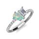 5 - Zahara 9x6 mm Pear Opal and 7x5 mm Emerald Cut White Sapphire 2 Stone Duo Ring 