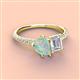 4 - Zahara 9x6 mm Pear Opal and 7x5 mm Emerald Cut White Sapphire 2 Stone Duo Ring 