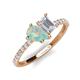 5 - Zahara 9x6 mm Pear Opal and 7x5 mm Emerald Cut White Sapphire 2 Stone Duo Ring 