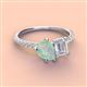 4 - Zahara 9x6 mm Pear Opal and 7x5 mm Emerald Cut White Sapphire 2 Stone Duo Ring 