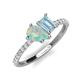 5 - Zahara 9x6 mm Pear Opal and 7x5 mm Emerald Cut Aquamarine 2 Stone Duo Ring 