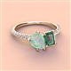 4 - Zahara 9x6 mm Pear Opal and 7x5 mm Emerald Cut Lab Created Alexandrite 2 Stone Duo Ring 