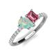 5 - Zahara 9x6 mm Pear Opal and 7x5 mm Emerald Cut Pink Tourmaline 2 Stone Duo Ring 