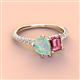 4 - Zahara 9x6 mm Pear Opal and 7x5 mm Emerald Cut Pink Tourmaline 2 Stone Duo Ring 
