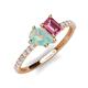 5 - Zahara 9x6 mm Pear Opal and 7x5 mm Emerald Cut Pink Tourmaline 2 Stone Duo Ring 