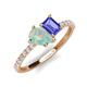 5 - Zahara 9x6 mm Pear Opal and 7x5 mm Emerald Cut Tanzanite 2 Stone Duo Ring 