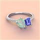 4 - Zahara 9x6 mm Pear Opal and 7x5 mm Emerald Cut Tanzanite 2 Stone Duo Ring 